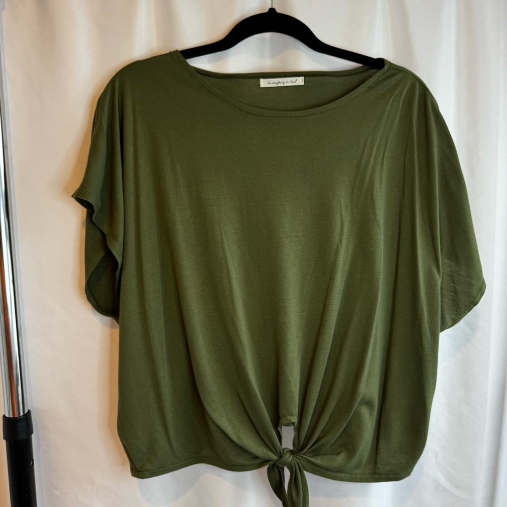 Do Everything in Love Green Tie-Front Blouse